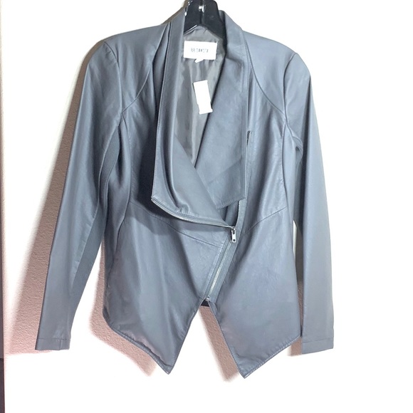 NWT Vegan Textured Grey BB Dakota Leather Jacket - Picture 2 of 5